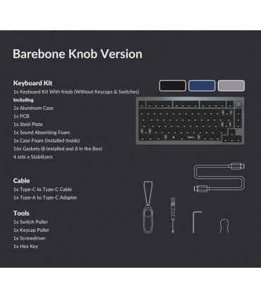 Keychron Q1 QMK Barebone ISO Navy Blue avec bouton