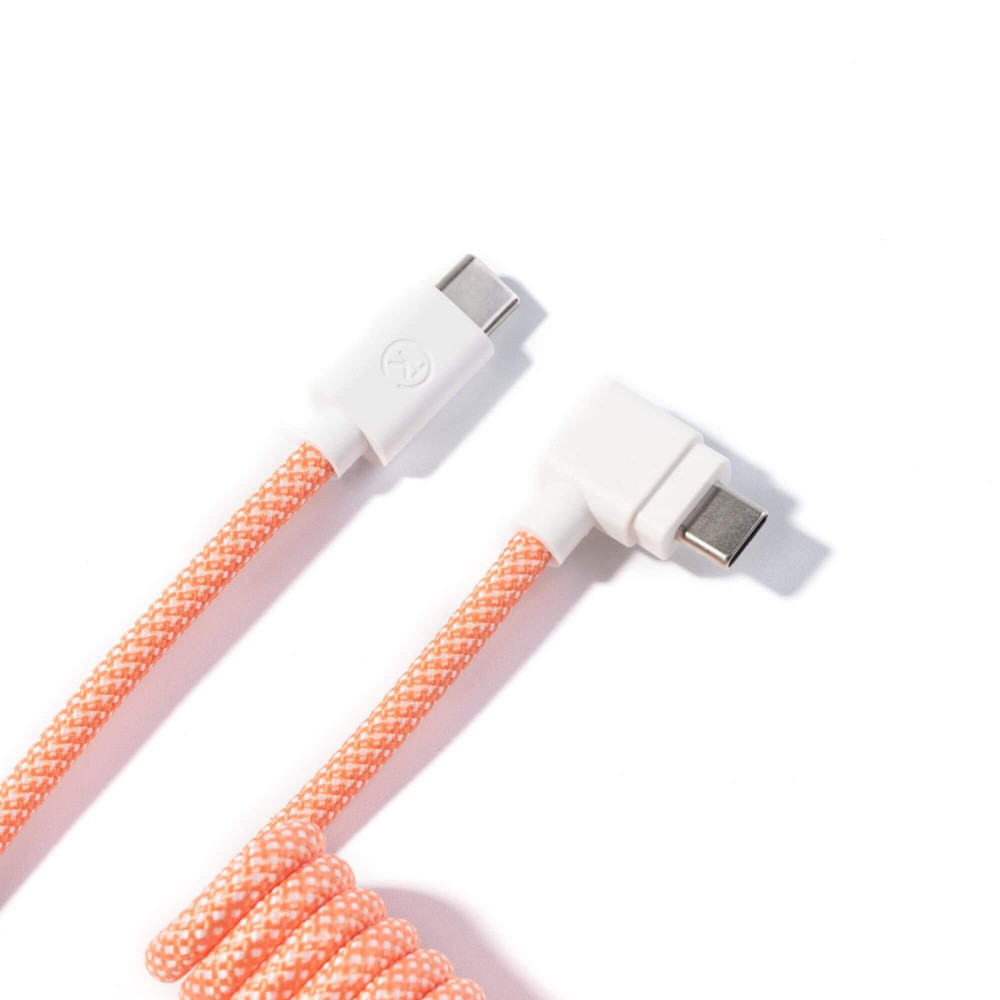 Keychron Câble Aviateur spiralé personnalisé rose orange (connecteur coudé)