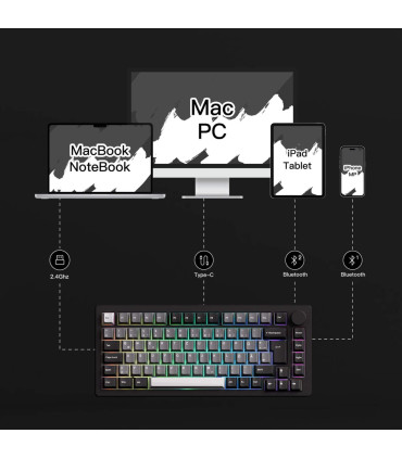 Akko MonsGeek M1 V5 VIA Noir & Argent ISO – Clavier de jeu haut de gamme