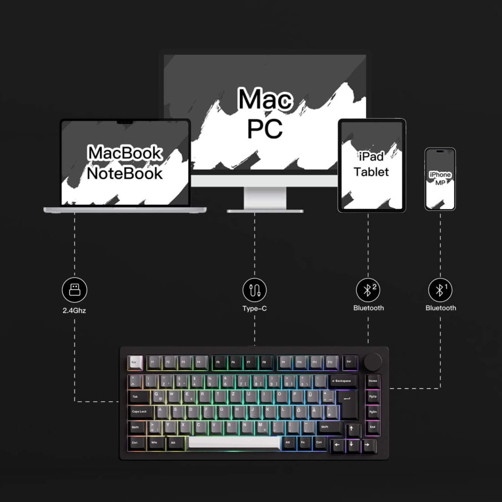Akko MonsGeek M1 V5 VIA Black & Silver ISO – Premium Gaming Keyboard