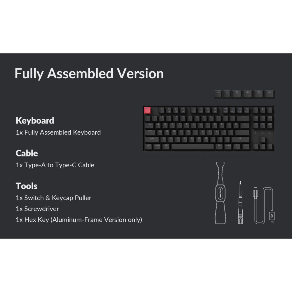 Keychron K8 V2 – Clavier sans fil et remplaçable à chaud avec RGB et QMK