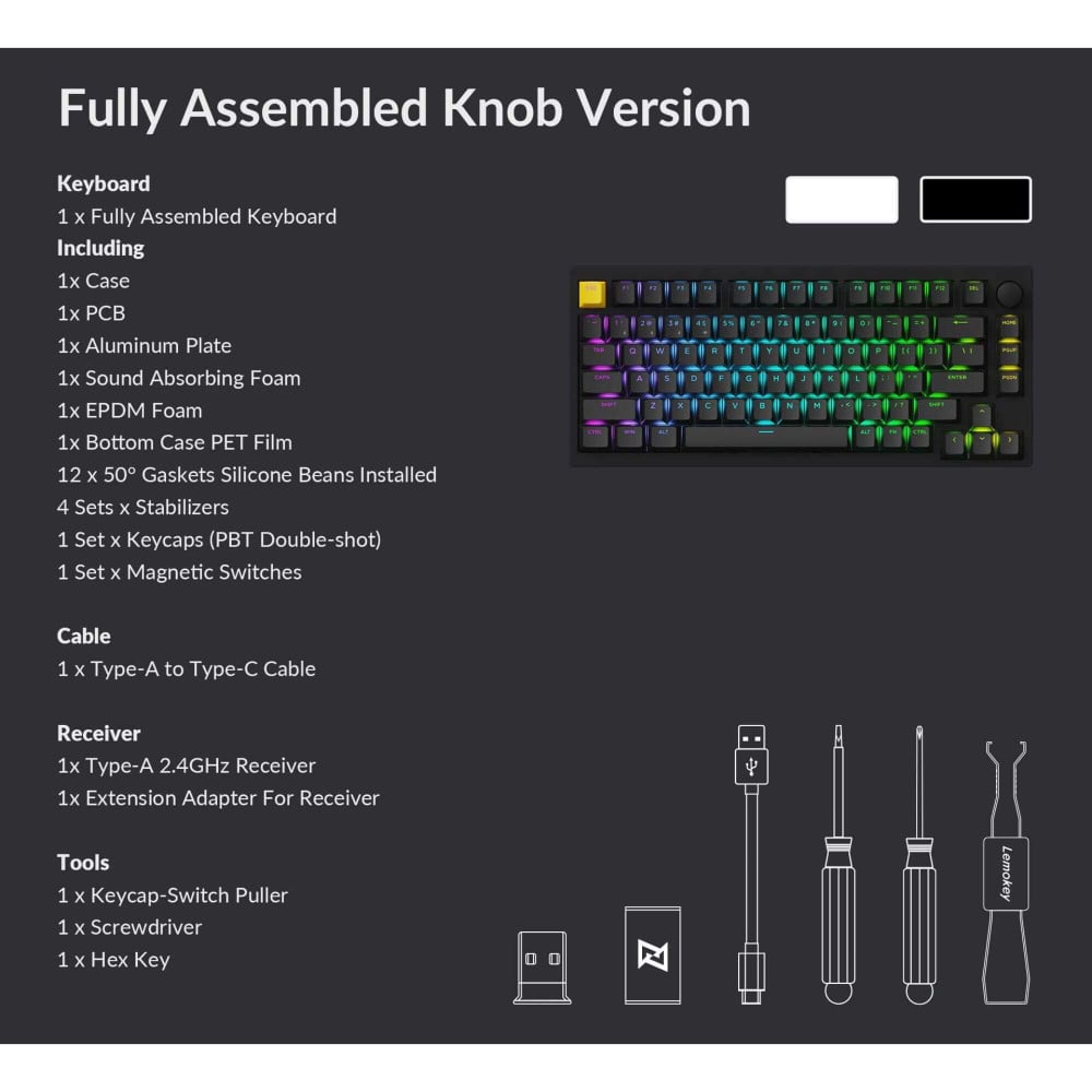 Keychron Lemokey P1 HE – Clavier de jeu à 81 touches avec commutateurs à effet Hall