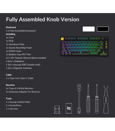 Keychron Lemokey P1 HE – Clavier de jeu à 81 touches avec commutateurs à effet Hall