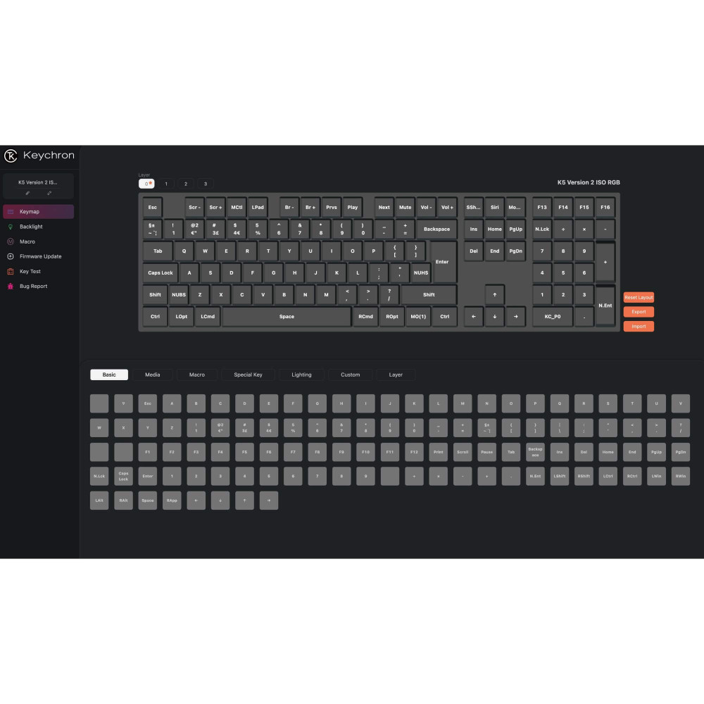 Keychron K5 QMK V2 ISO-CH – Flache mechanische Tastatur mit VIA/QMK