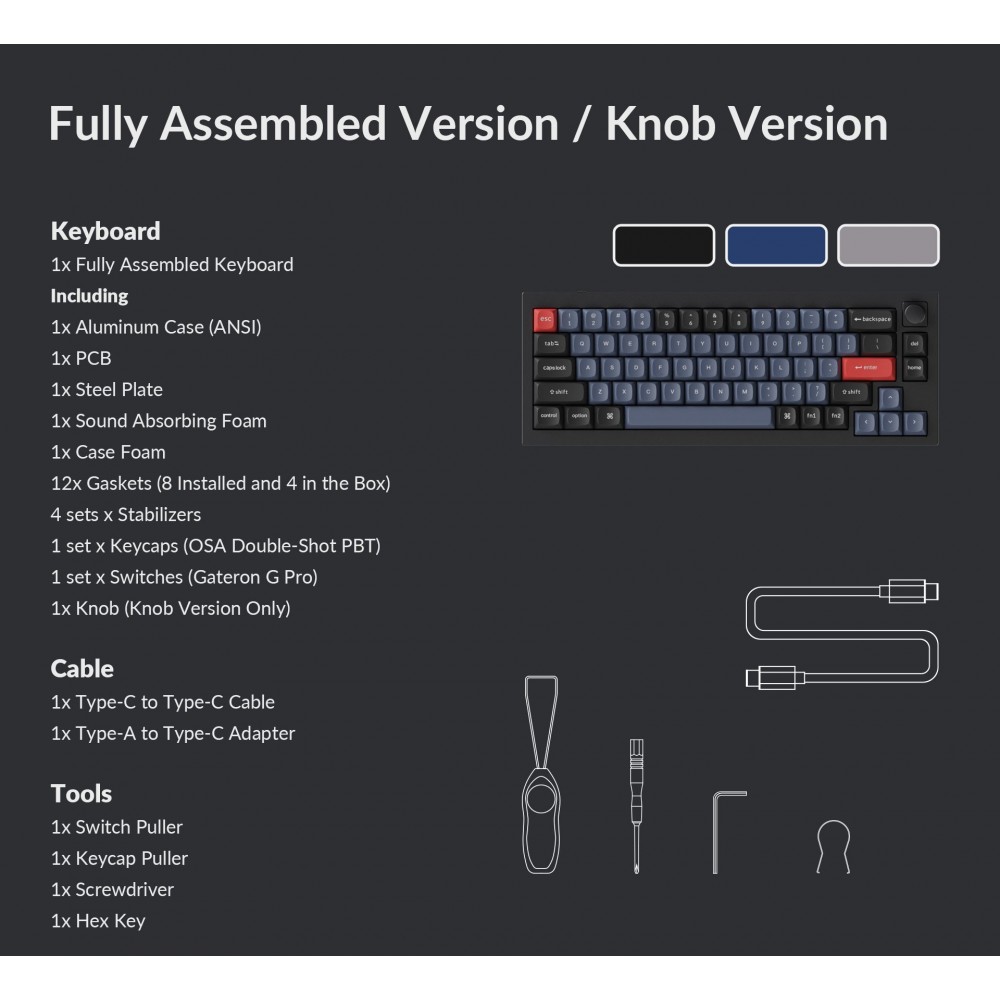 Keychron Q2 Black QMK Blue Switch (ANSI) avec bouton