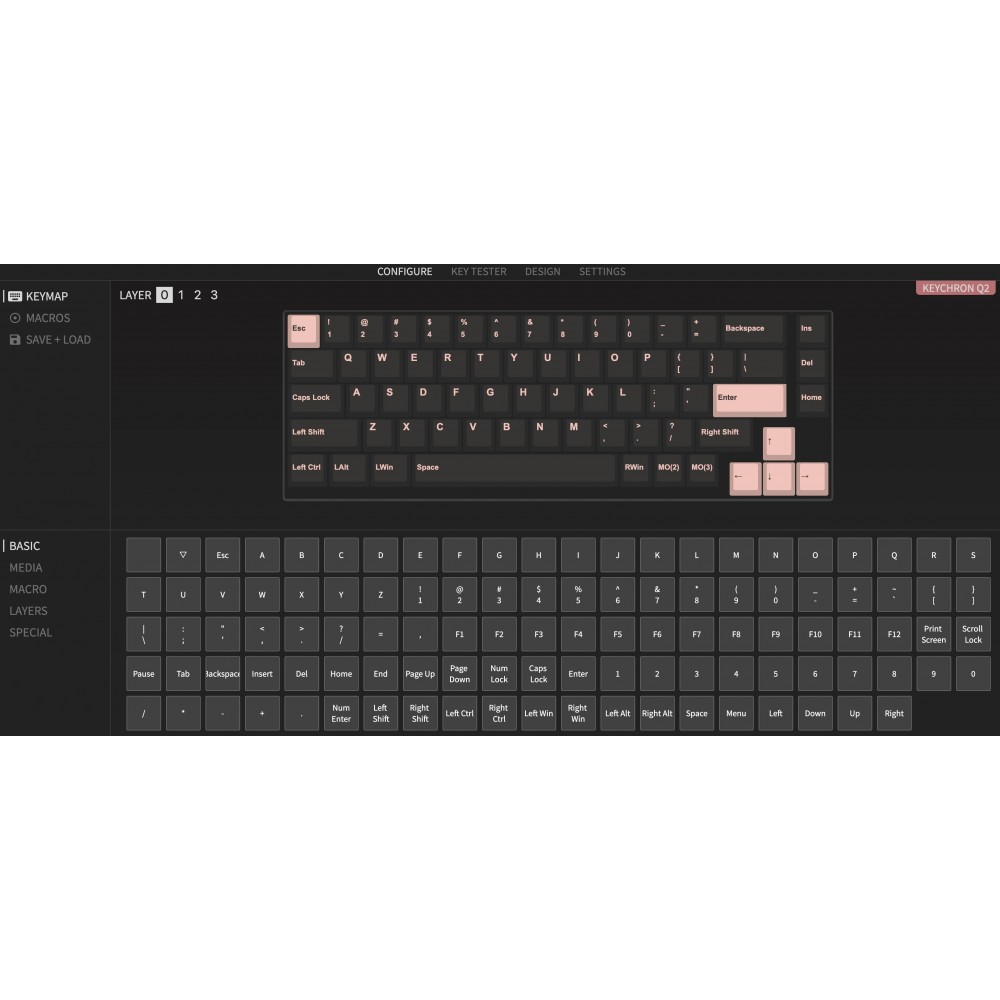Keychron Q2 Black QMK Blue Switch (ANSI) avec bouton