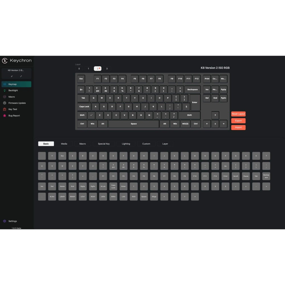 Keychron K8 V2  ISO-CH – Kabellose & Hot-Swap Tastatur mit RGB & QMK