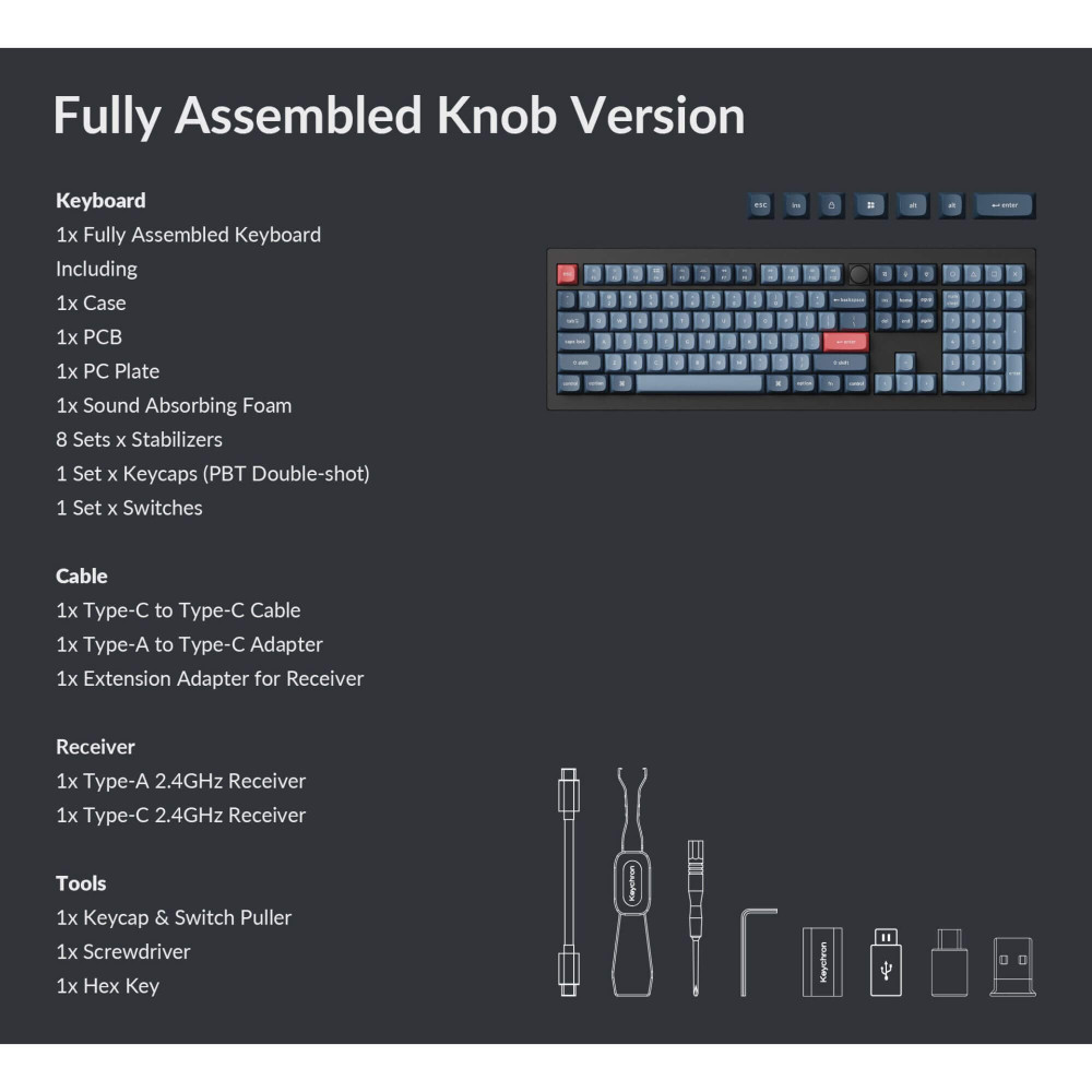Keychron V6 Max – Kabellose mechanische QMK-Tastatur mit Full-Size-Layout
