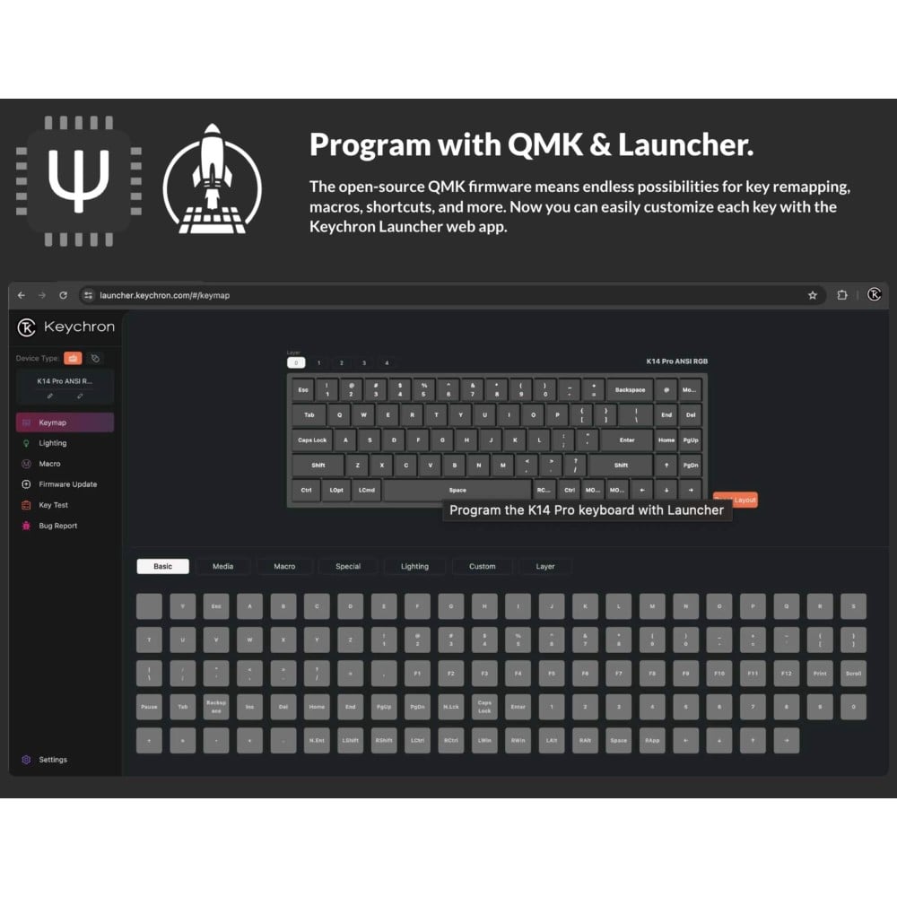 Keychron K2 Pro ANSI – 75 %-Tastatur mit QMK, VIA & Hot-Swap