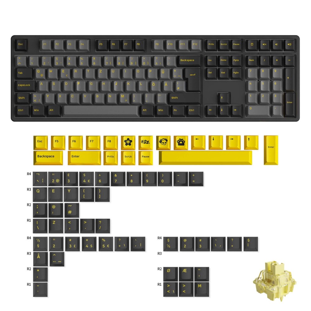 Akko 5108B Plus Noir et Or ISO-DE – Clavier de jeu à trois modes