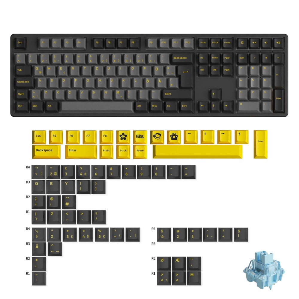 Akko 5108B Plus Noir et Or ISO-DE – Clavier de jeu à trois modes