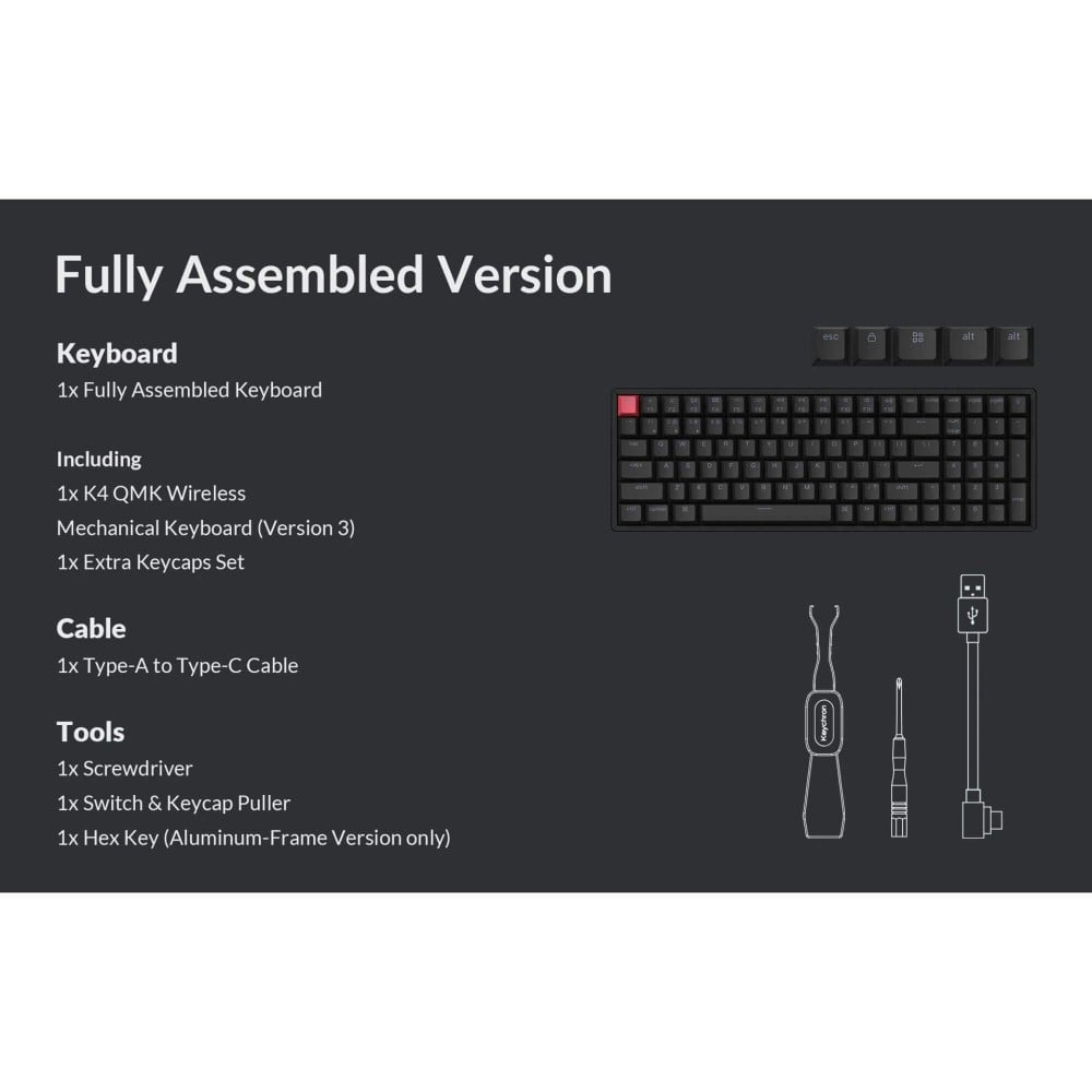 Keychron K4 QMK v3 ANSI-US – 96% Wireless Tastatur mit Hot-Swap