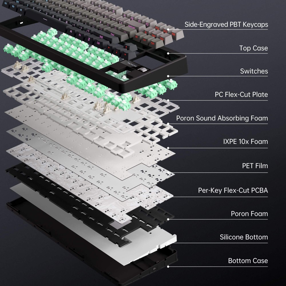 MCHOSE G87 Clavier Mécanique Noir Topographique
