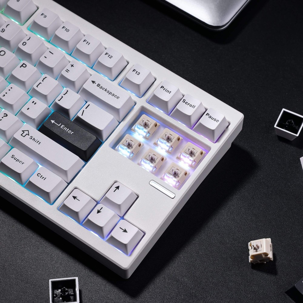 mchose GX87 Ultra – TKL en aluminium avec interrupteurs blancs vintage et QMK/VIA
