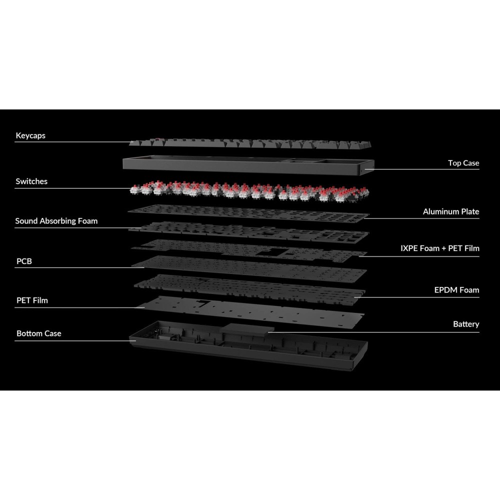 Keychron K10 Max ISO-CH - Clavier sans fil pleine taille avec commutateurs super rouges