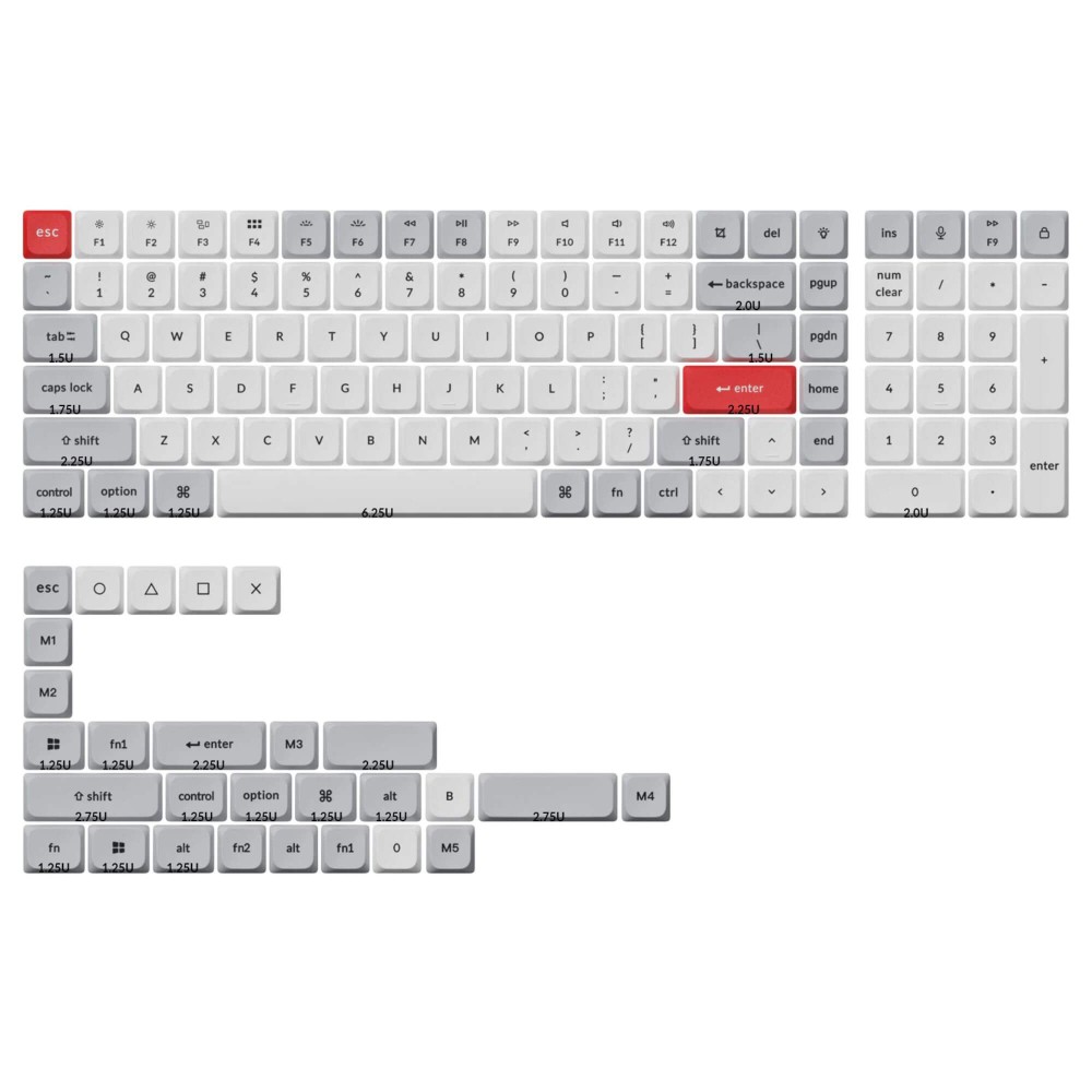 Keychron Gris Clair Blanc LSA Dye-Sub PBT Keycap Set ANSI-US
