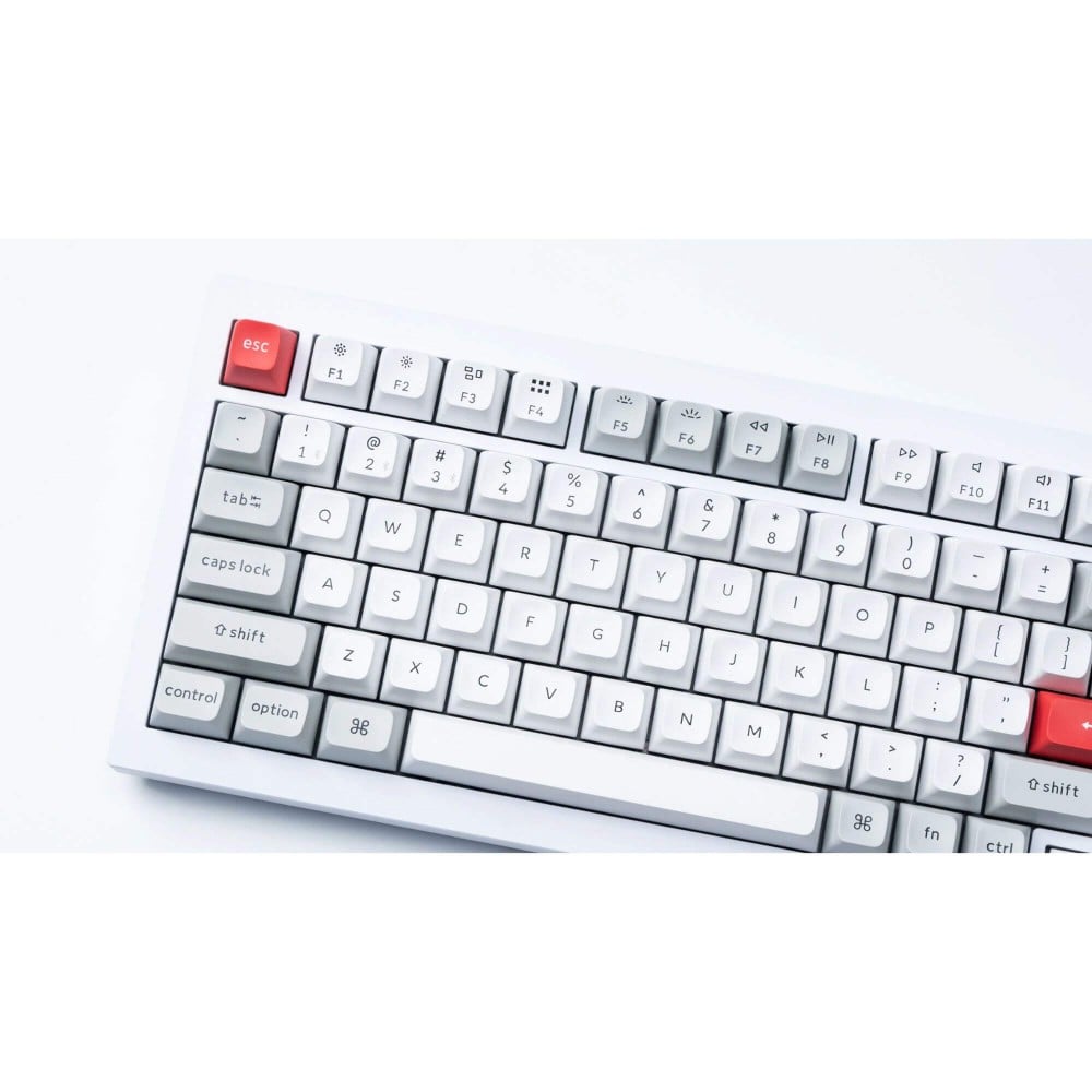 Double shot KSA PBT Keycaps Full Set (ANSI) gris clair et blanc