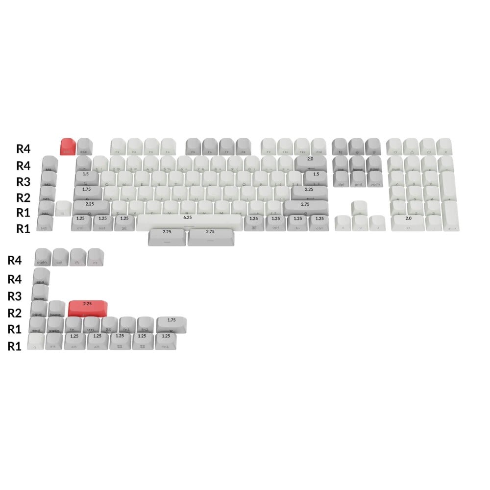 Double Shot OSA PBT Side-Printed Full Keycap Set White