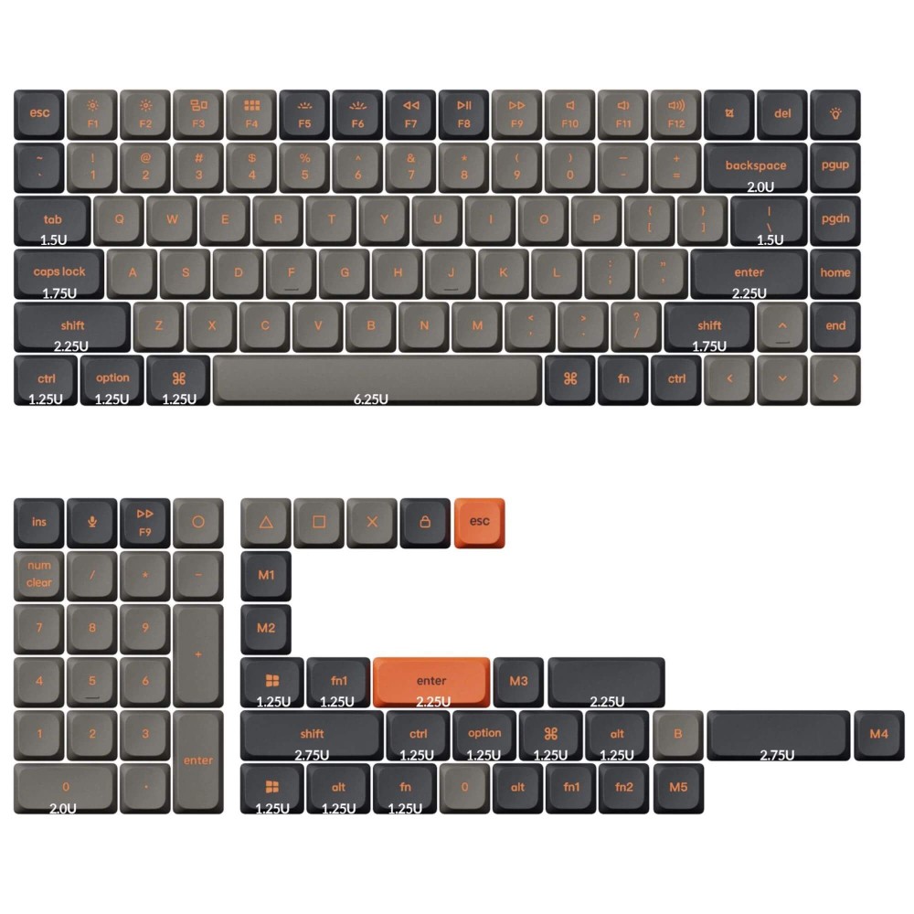 Keychron PBT Low Profile Keycap Set  Version 2 Carbon (ANSI)