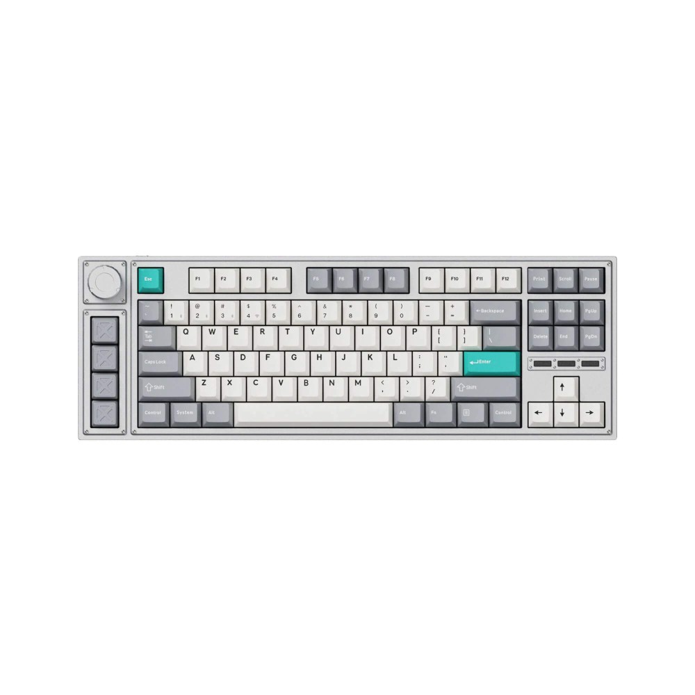 Cherry Profile Double Shot PBT Keycap Set Gris Blanc Menthe – 143 touches
