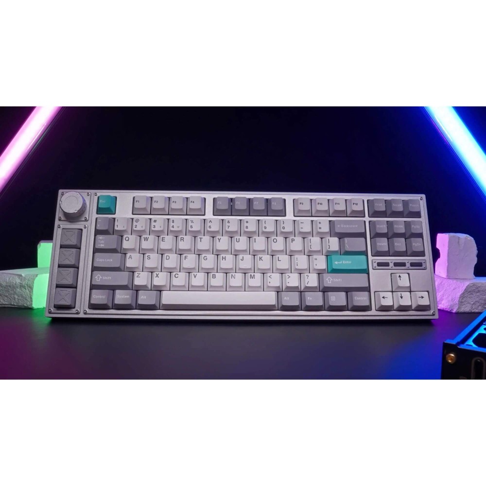 Cherry Profile Double Shot PBT Keycap Set Gris Blanc Menthe – 143 touches