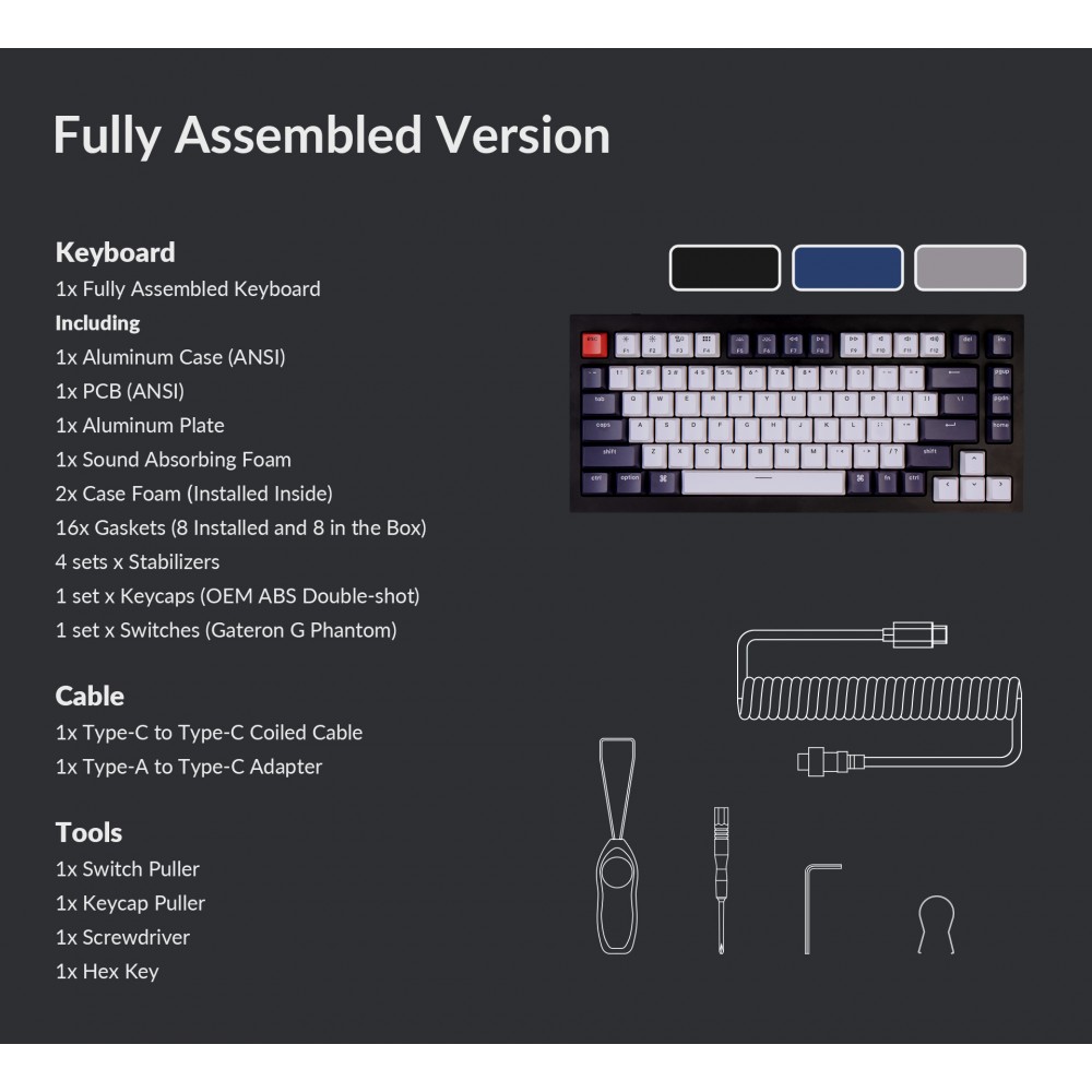 Keychron Commutateur QMK bleu QMK rouge remplaçable à chaud (ANSI) Q1