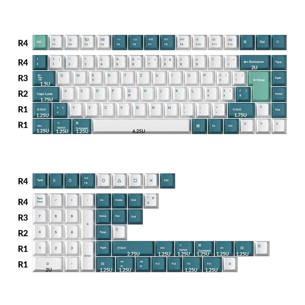 Keychron Keycaps PBT White Mint Full Set (ISO-CH)