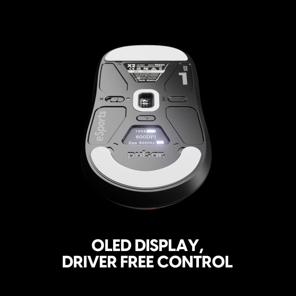 Pulsar X2 v3 eS Mini – 59 g eSports Gaming Mouse mit OLED & 8 K Polling