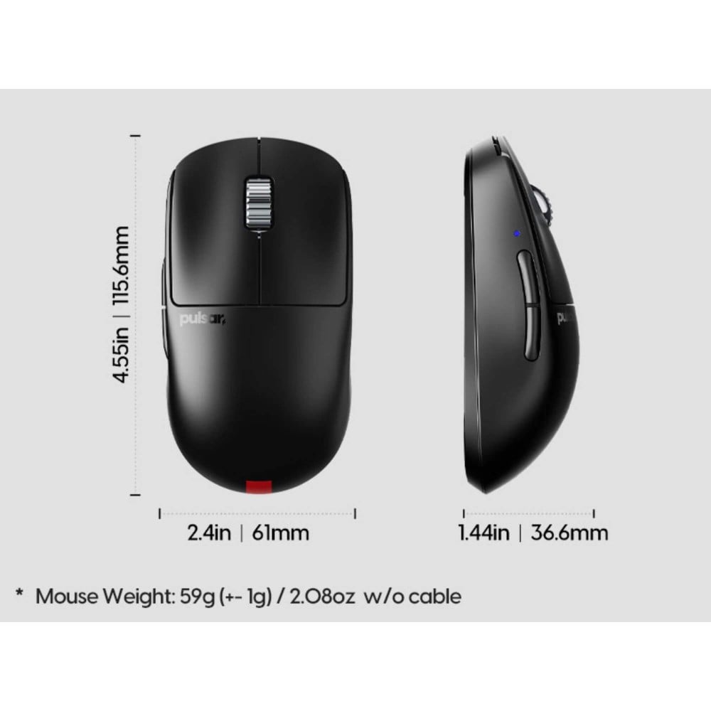 Pulsar X2 v3 eS Mini – 59 g eSports Gaming Mouse mit OLED & 8 K Polling