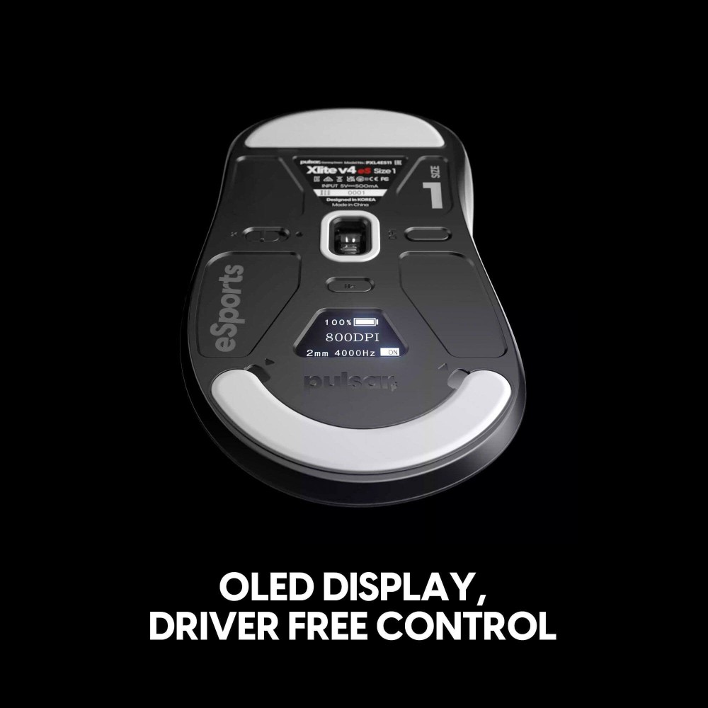 Pulsar Xlite v4 eS Mini – Souris de jeu eSports ultralégère avec OLED et 32 000 DPI