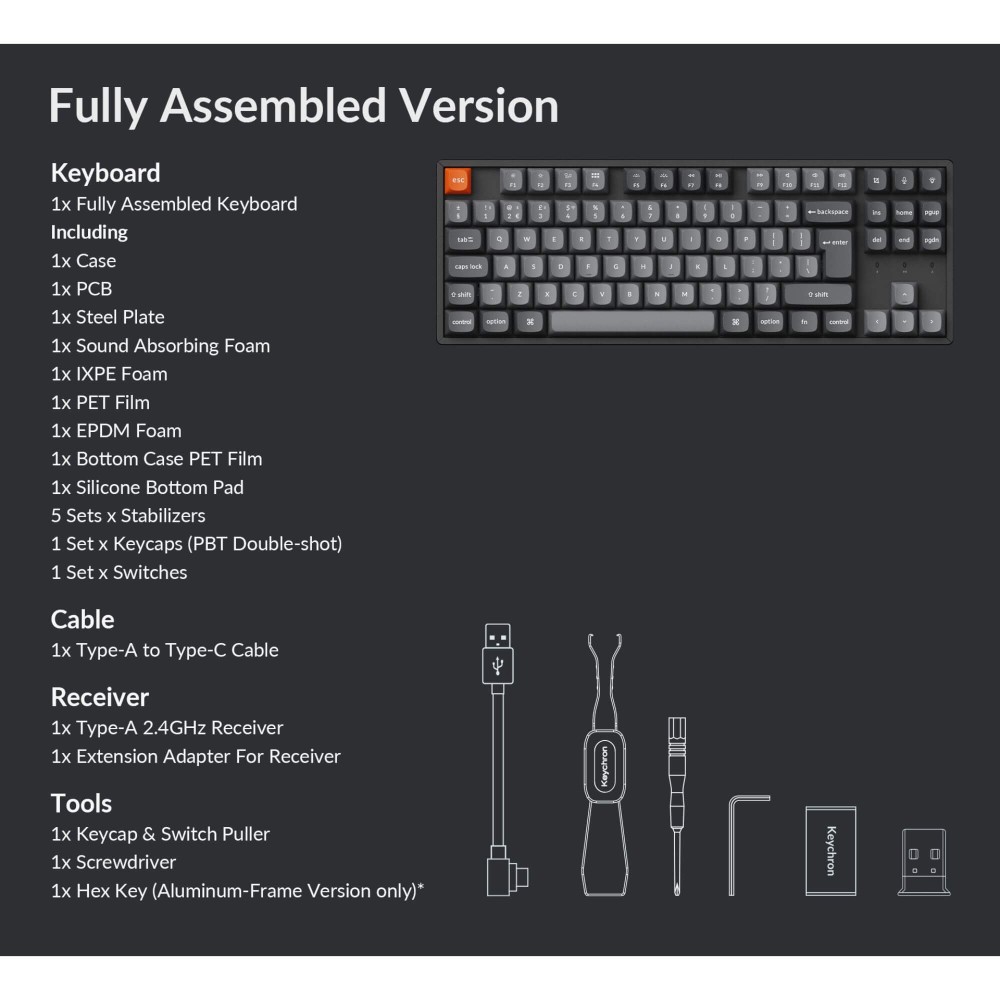 Keychron K8 Max ISO-CH – Aluminium TKL Keyboard with Super Red Switches