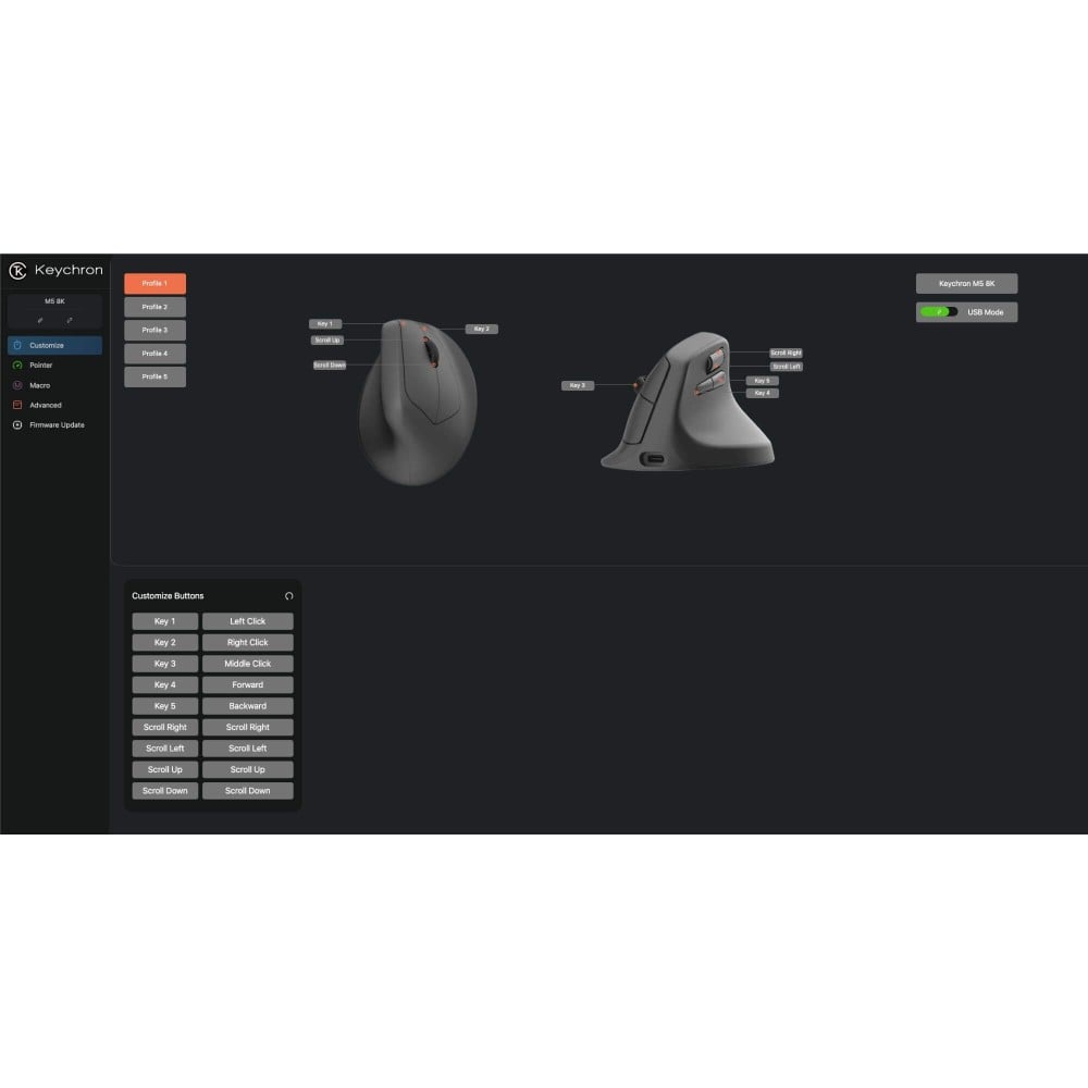 Keychron M5 Black – ergonomische Wireless Maus