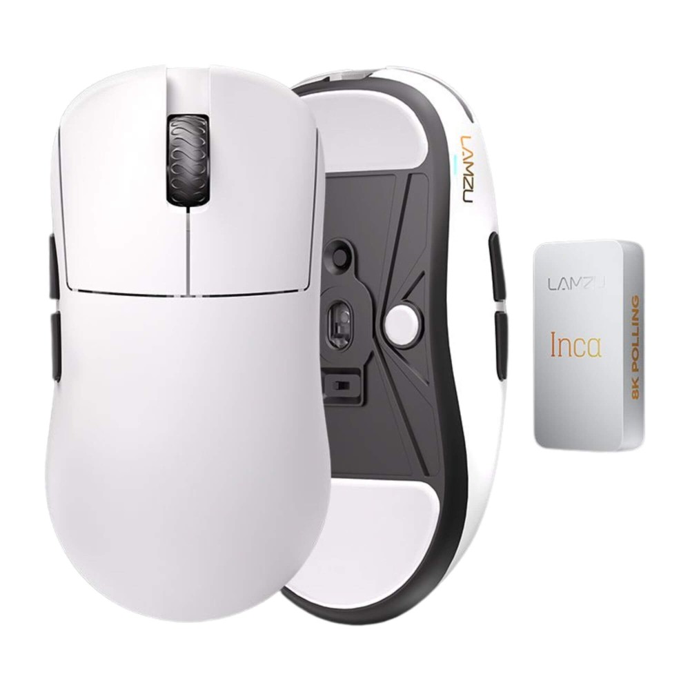 LAMZU Souris de jeu blanche 8K INCA – Pixart 3950 40g