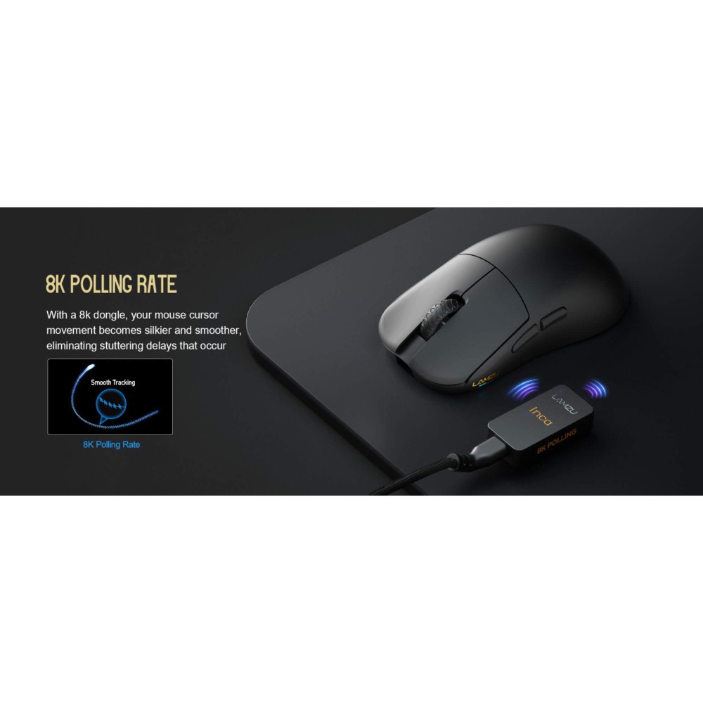 LAMZU Souris de jeu blanche 8K INCA – Pixart 3950 40g