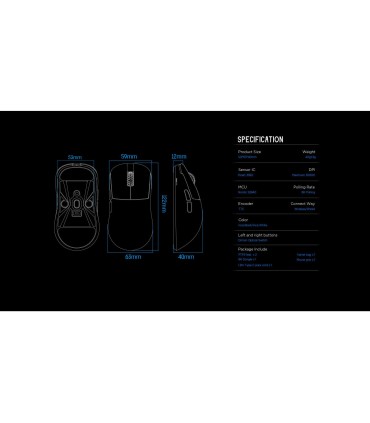 LAMZU Souris de jeu blanche 8K INCA – Pixart 3950 40g