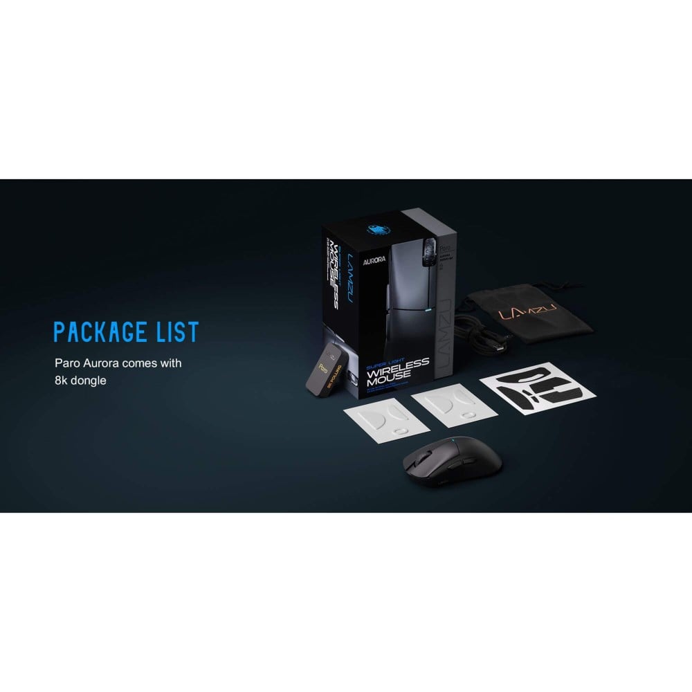 LAMZU PARO AURORA Charbon Noir – Souris de jeu 48 g 8K