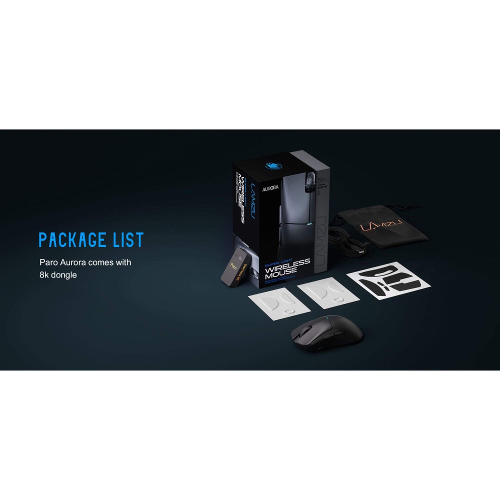 LAMZU PARO AURORA Charcoal Black – 48 g 8K Gaming Maus