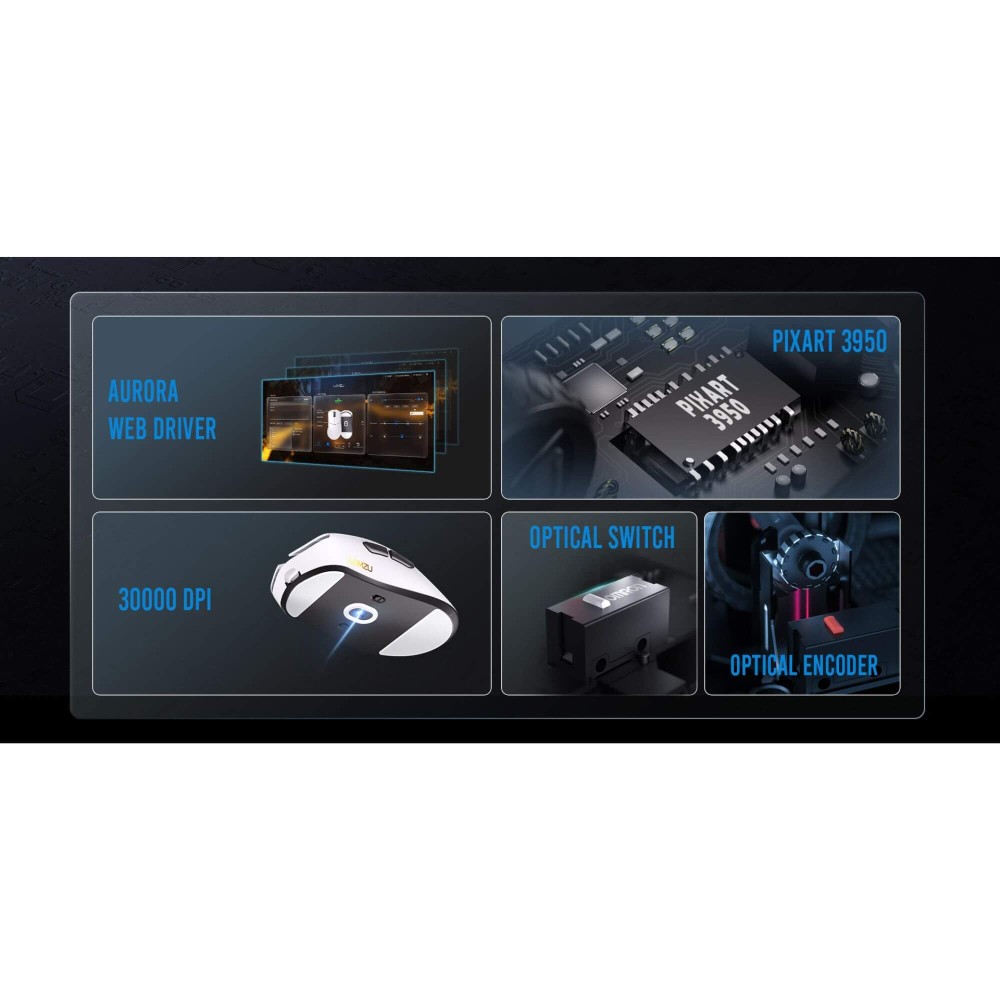 LAMZU PARO AURORA Charcoal Black – 48 g 8K Gaming Maus