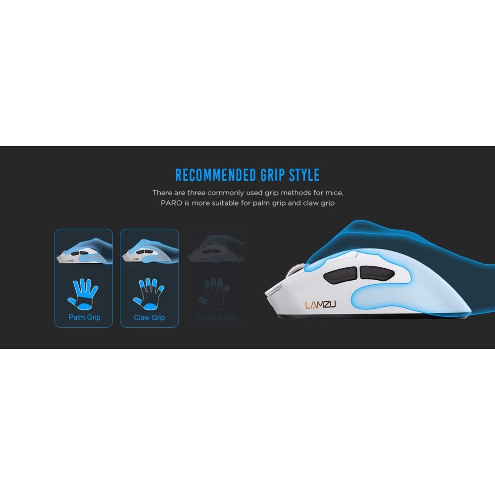 LAMZU PARO AURORA Charbon Noir – Souris de jeu 48 g 8K
