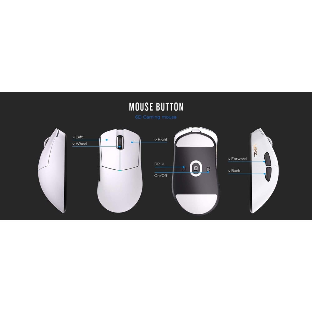 LAMZU PARO AURORA Charbon Noir – Souris de jeu 48 g 8K
