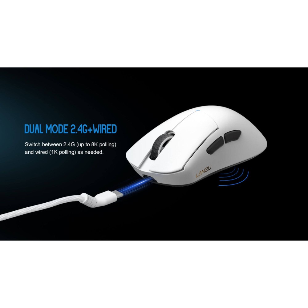 LAMZU PARO AURORA Polar White – 8K Gaming Maus 48g