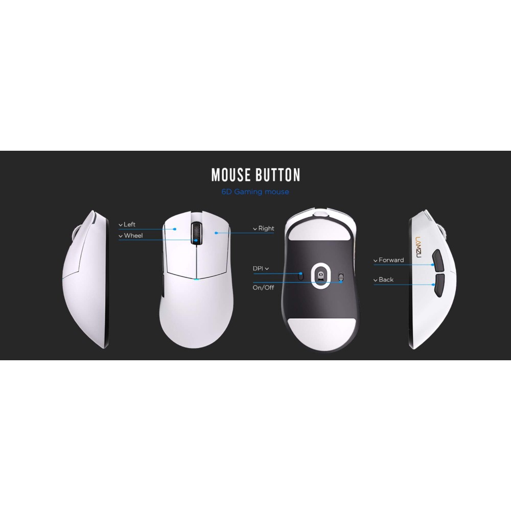 LAMZU PARO AURORA Polar White – 8K Gaming Maus 48g
