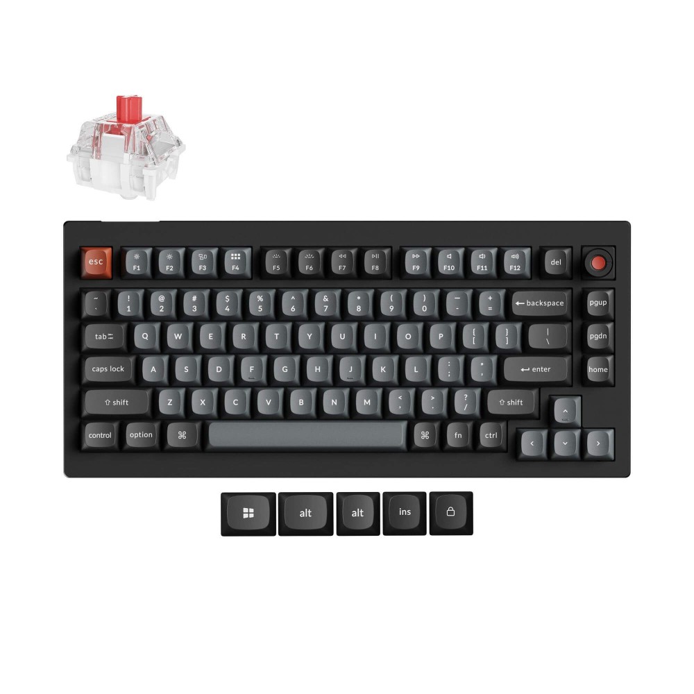 Keychron V1 8K QMK Black Red Switch (US) w/Knob