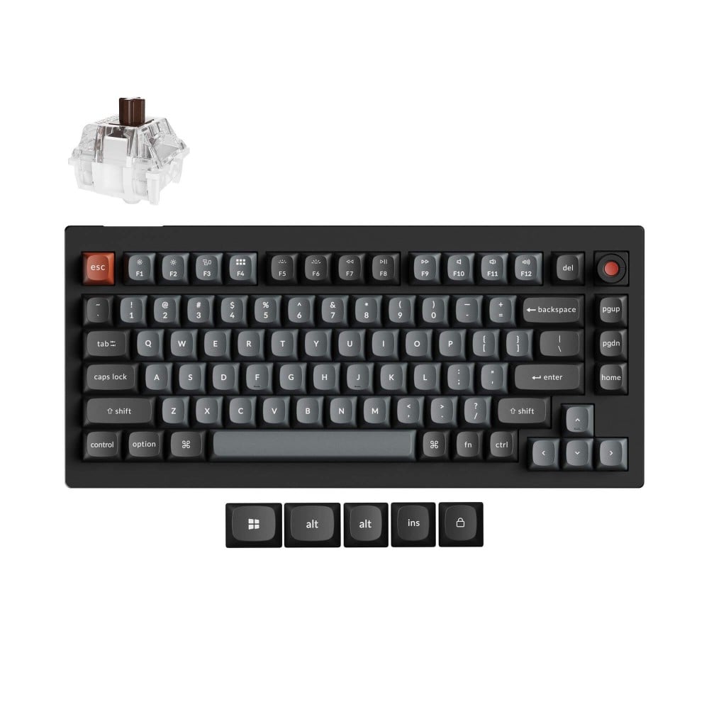 Keychron V1 8K QMK Black Brown Switch (US) w/Knob