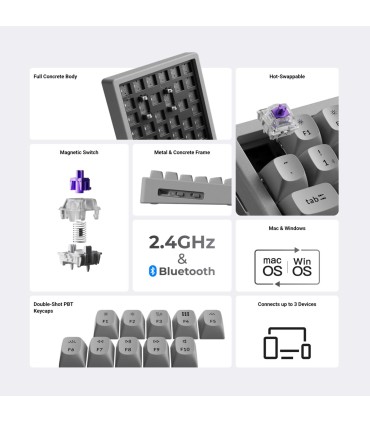 Keychron K2 HE Concrete Edition – Clavier de jeu magnétique