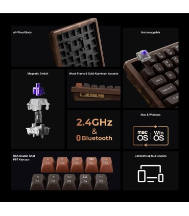 Keychron K2 HE All-Wood – Magnetische Holz Tastatur
