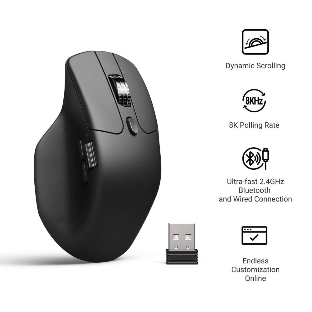 Keychron M6 Wireless 8K Mouse Black | PixArt 3950 & 8000 Hz