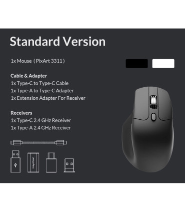 Keychron Souris sans fil 1K M6 noir | Souris ergonomique