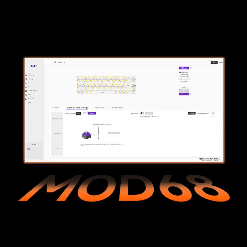 AKKO Clavier de jeu sans fil ANSI MOD68-HE à 8000 Hz