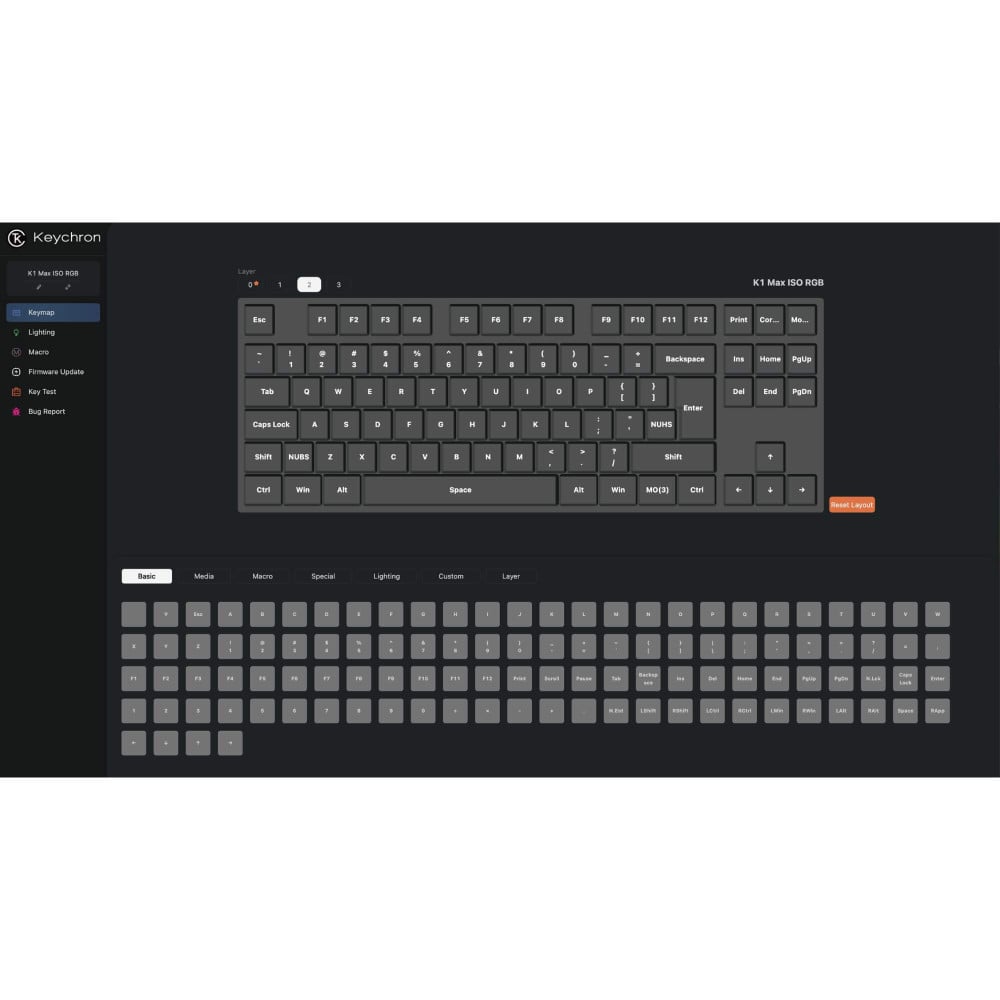 Keychron K1 Max Red RGB ANSI-US | Clavier TKL sans fil à profil bas